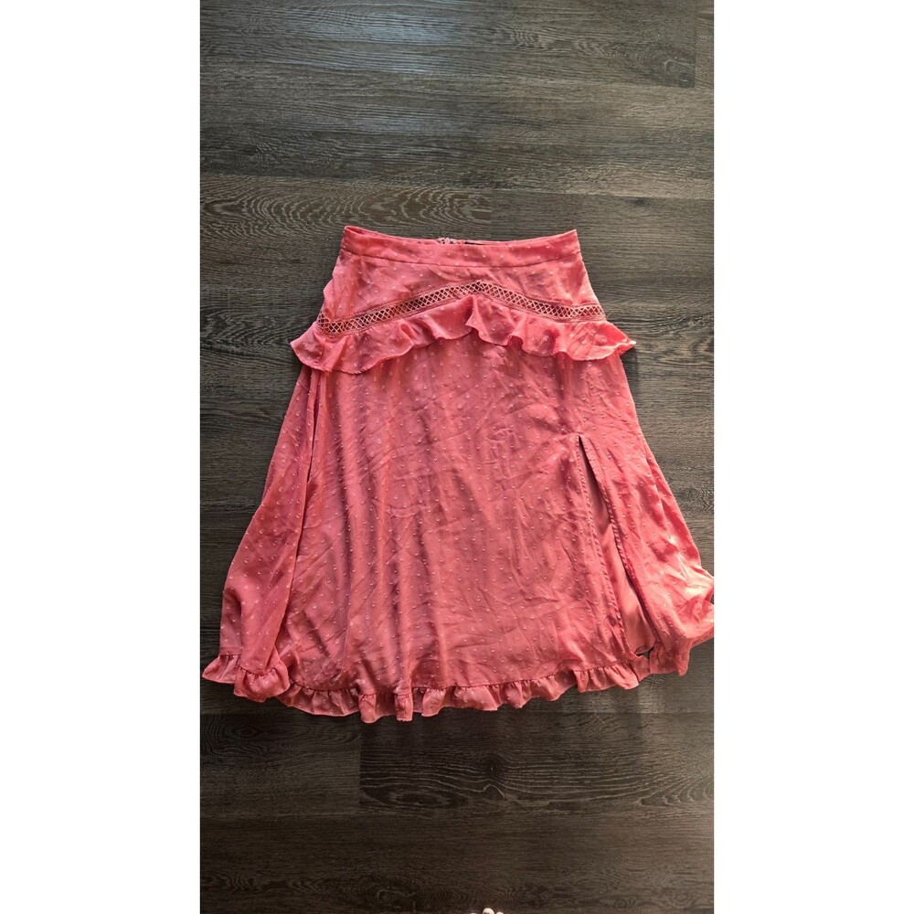 Lulus Swiss Dot Ruffle Skirt – Size Medium – Coral Pink